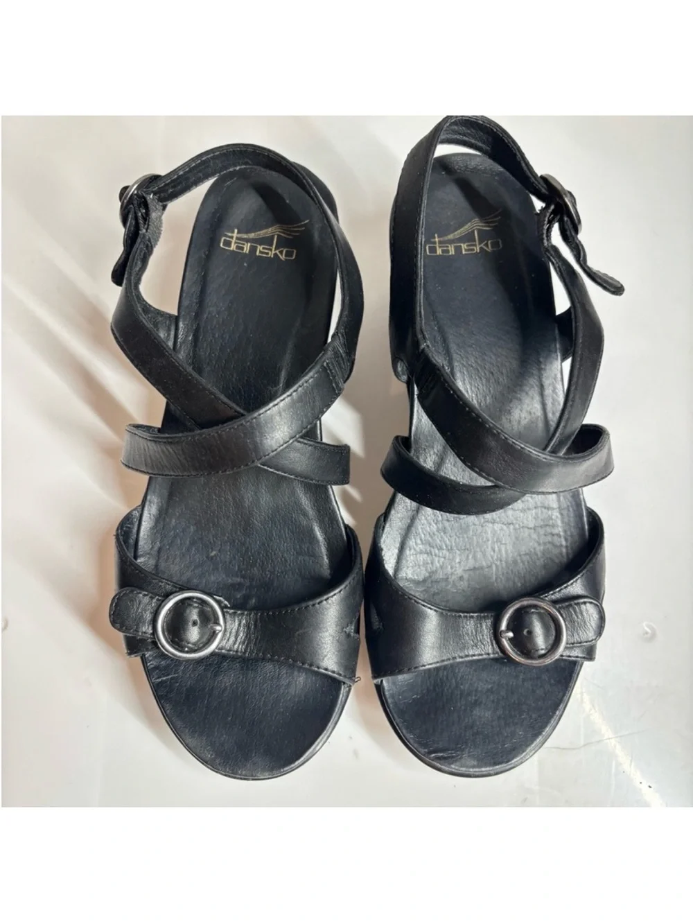 Dansko Women's Julie Black Full Grain Leather Slingback Sandals Size 7.5